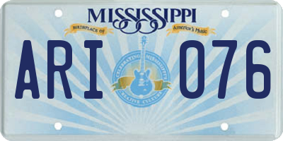 MS license plate ARI076