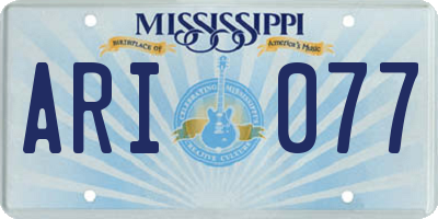 MS license plate ARI077