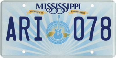 MS license plate ARI078