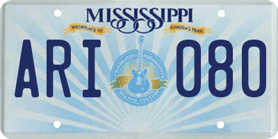 MS license plate ARI080