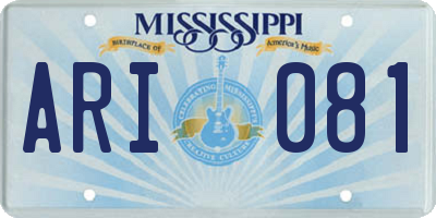 MS license plate ARI081