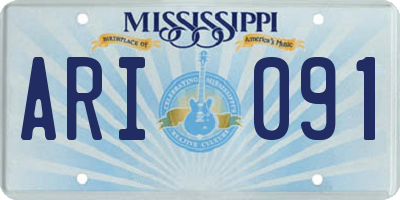 MS license plate ARI091