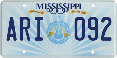 MS license plate ARI092