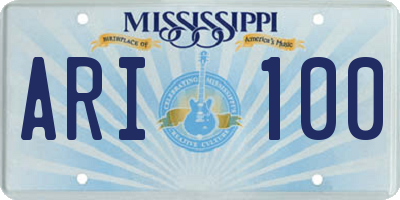 MS license plate ARI100