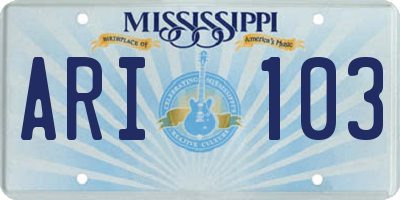 MS license plate ARI103