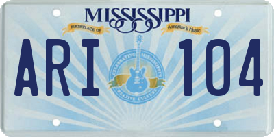 MS license plate ARI104