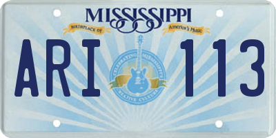 MS license plate ARI113