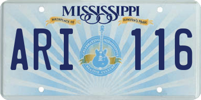 MS license plate ARI116