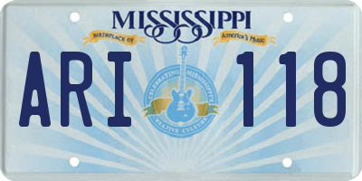 MS license plate ARI118