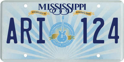 MS license plate ARI124