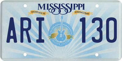 MS license plate ARI130