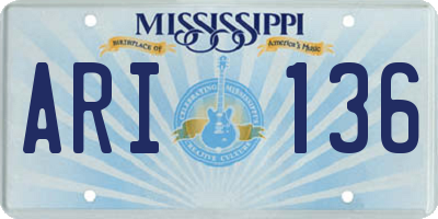 MS license plate ARI136