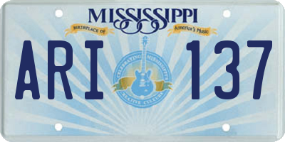 MS license plate ARI137