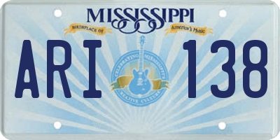 MS license plate ARI138