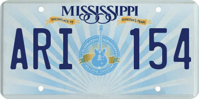 MS license plate ARI154
