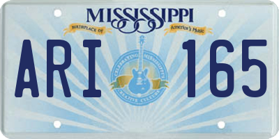 MS license plate ARI165