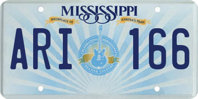 MS license plate ARI166