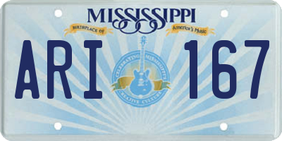 MS license plate ARI167