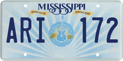 MS license plate ARI172