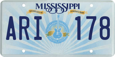 MS license plate ARI178
