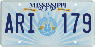 MS license plate ARI179