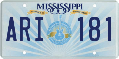 MS license plate ARI181