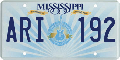 MS license plate ARI192