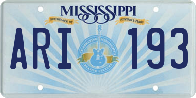 MS license plate ARI193