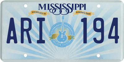 MS license plate ARI194
