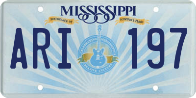 MS license plate ARI197