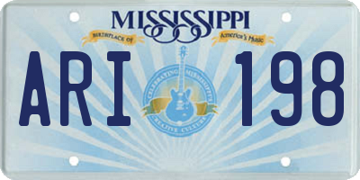 MS license plate ARI198