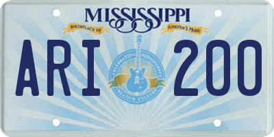 MS license plate ARI200