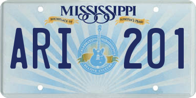 MS license plate ARI201