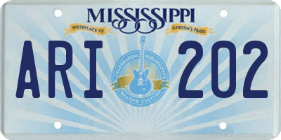 MS license plate ARI202