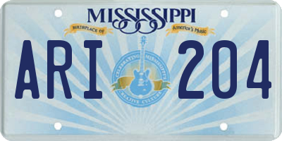 MS license plate ARI204