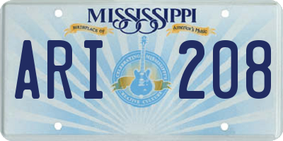 MS license plate ARI208