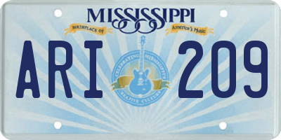 MS license plate ARI209