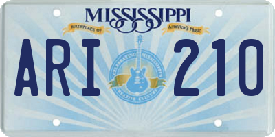 MS license plate ARI210