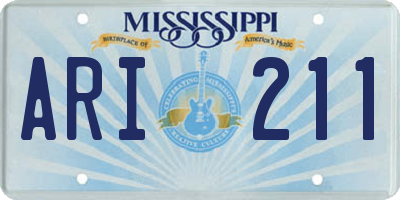MS license plate ARI211