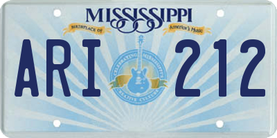 MS license plate ARI212