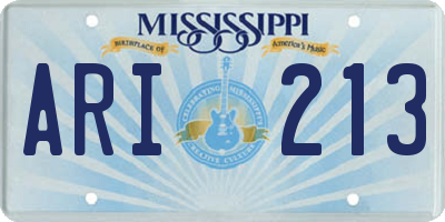 MS license plate ARI213