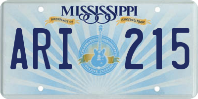 MS license plate ARI215