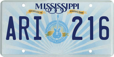 MS license plate ARI216