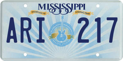 MS license plate ARI217