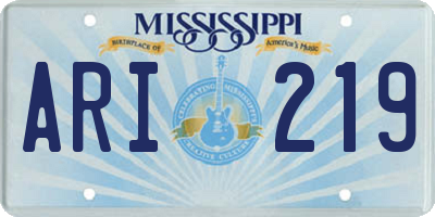 MS license plate ARI219