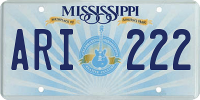 MS license plate ARI222