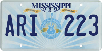 MS license plate ARI223