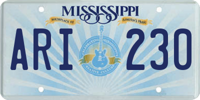 MS license plate ARI230