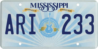 MS license plate ARI233