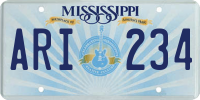 MS license plate ARI234